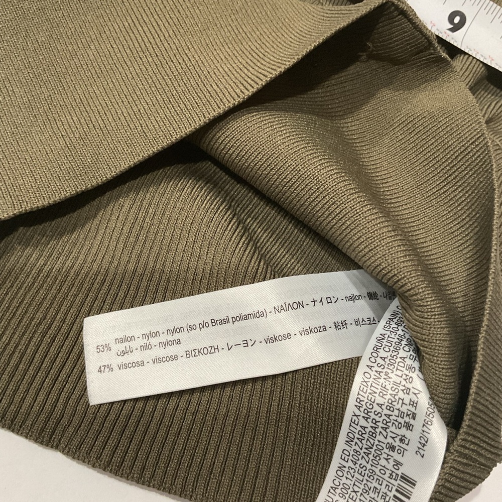 Zara Olive Green Puff Sleeve Crop Blouse Size M - Picture 11 of 12